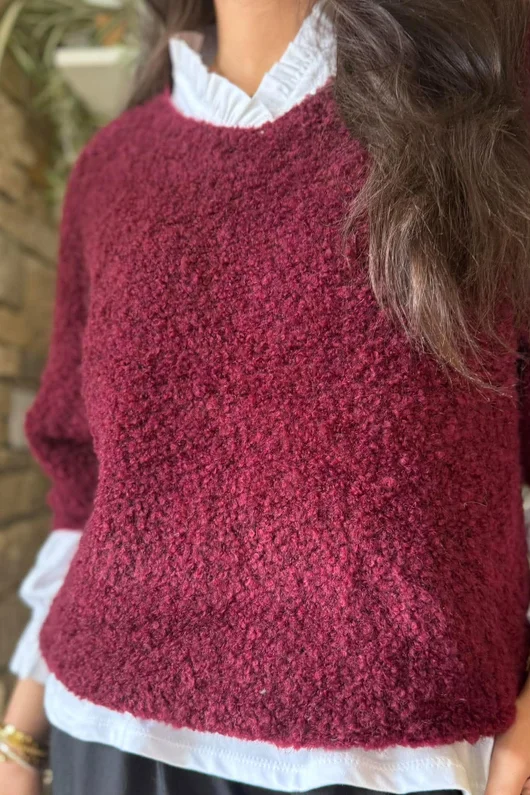 Lola Boucle Slouch Knit Burgundy